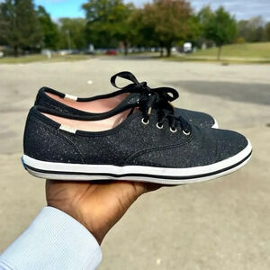 Keds X Kate Spade New York Champion Glitter Sneakers Women’s Size 4.5 Black‎